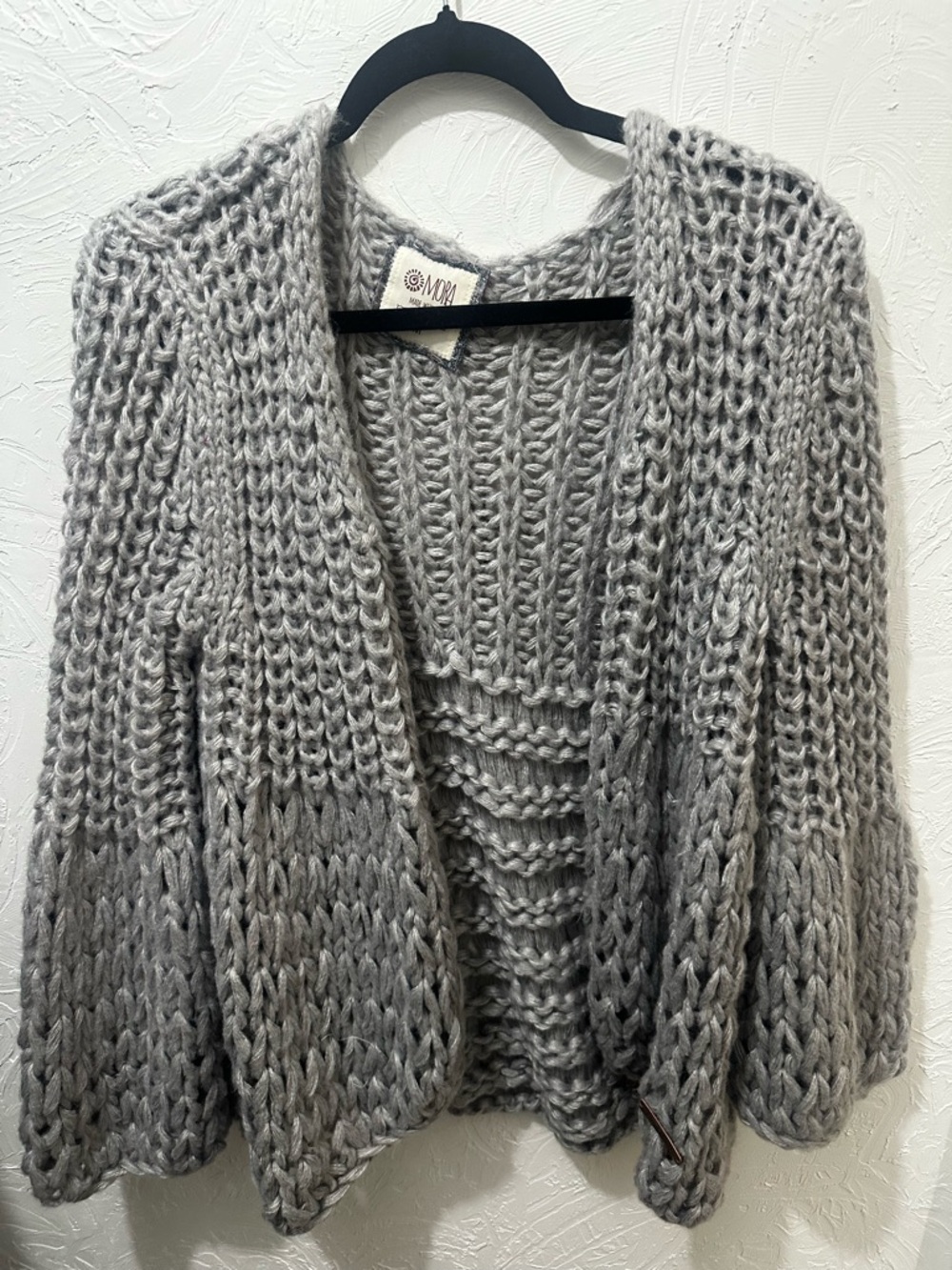 Cozy Open-Front Chunky Knit Cardigan in Light Gray